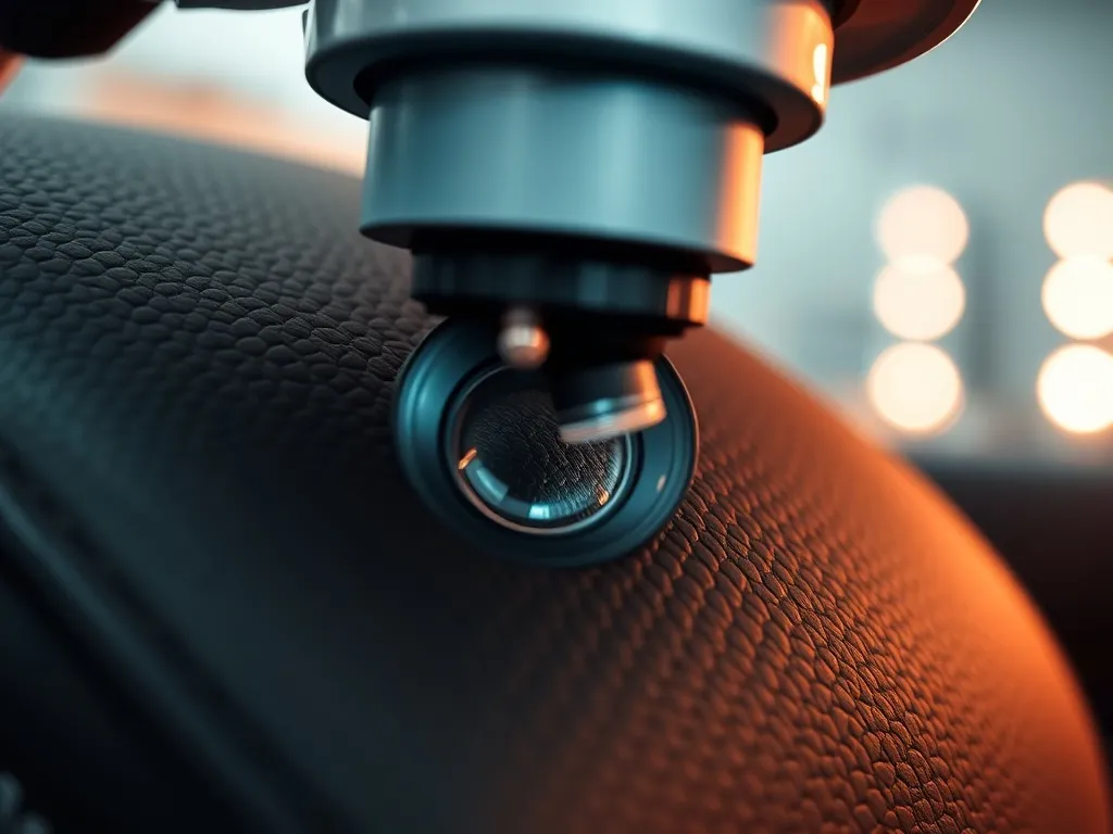 Close up of a digital microscope lens inspecting high-qualit